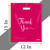 Picture of Thank You Bags for Business Small, 100 Pack Bulk Plastic Bags for Small Business, Merchandise Bags for Packaging Products, Die Cut Shopping Bags for Small Business, Boutique Bags for Retail Wholesale (Medium(12"x15"), Pink)