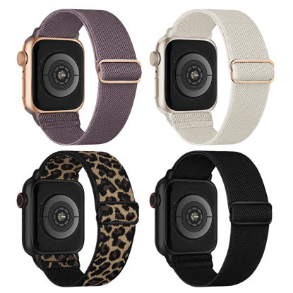 Picture of Stretchy Nylon Solo Loop Compatible with Apple Watch Band 38mm 40mm 41mm 42mm 44mm 45mm 49mm, Adjustable Braided Sport Elastic Wristbands Women Men Straps for iWatch Series Ultra/8/7/6/5/4/3/2/1/SE