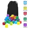 Picture of 50 of Pack 14MM 6 Sided Dice Set Translucent Colors Dice, with Black Pouch for Board Game