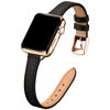 Picture of STIROLL Slim Leather Bands Compatible with Apple Watch Band 38mm 40mm 41mm 42mm 44mm 45mm 49mm,Top Grain Leather Watch Thin Wristband for iWatch Ultra SE Series 8/7/6/5/4/3/2/1(Black with Gold)