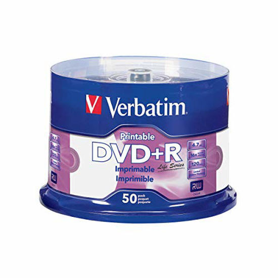 Picture of Verbatim Life Series DVD+R Printable Disc Spindle, Pack of 50 98492