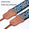 Picture of Padwa Lifestyle Blue Vintage Embroidered Camera Strap - 2" Wide Universal Floral Pattern Adjustable Strap for Men & Women Photographers Gift