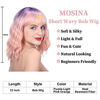 Picture of Wigs for Women - Ombre Color Wig with Bangs for White Women, Short Wavy Bob Wig, Colorful Medium Length Wig, Pastel Colored Cosplay Wig Synthetic Costume Wigs