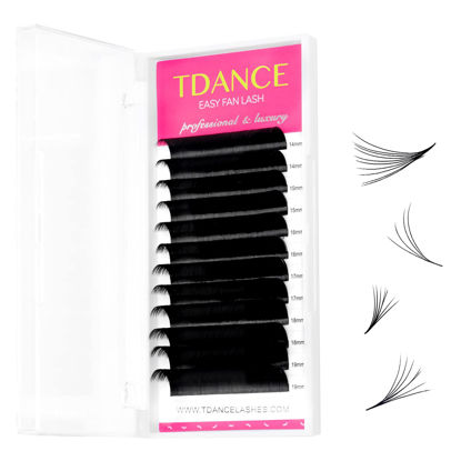 Picture of TDANCE Eyelash Extension Supplies Rapid Blooming Volume Eyelash Extensions Thickness 0.03 C Curl Mix 14-19mm Easy Fan Volume Lashes Self Fanning Individual Eyelashes Extension (C-0.03,14-19mm)