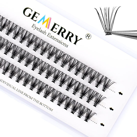 Picture of Individual Cluster Lashes 20 Roots 12 mm Lash Clusters Extensions D Curl 0.07mm Thickness False Eyelashes Extensions 20D Mink Cluster Lash Extensions Handmade GEMERRY Lash Clusters