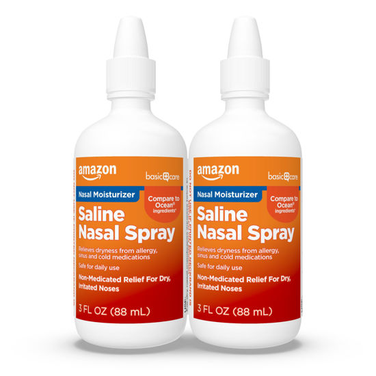 Picture of Amazon Basic Care Premium Saline Nasal Moisturizing Spray, 6 Oz (2 Packs of 3 Oz)