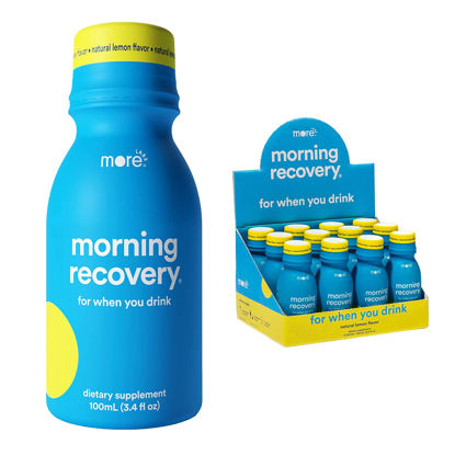 Picture of Morning Recovery Electrolyte, Milk Thistle Drink Proprietary Formulation to Hydrate While Drinking for Morning Recovery, Highly Soluble Liquid DHM, Original Lemon, Pack of 12