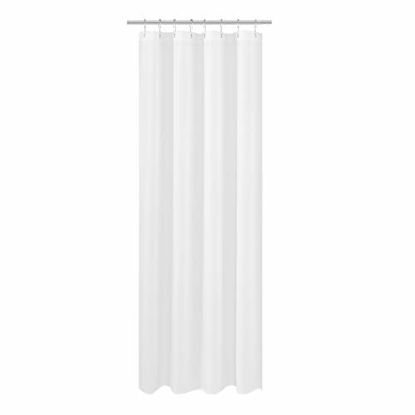 Picture of N&Y HOME Fabric Shower Curtain Liner Extra Long Stall Size 48 x 84 inches, Hotel Quality, Washable, White Bathroom Curtains with Grommets, 48x84