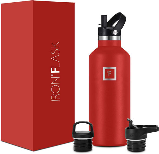 Picture of IRON °FLASK Sports Water Bottle - 32 oz, 3 Lids (Straw Lid) - Leak Proof, Durable Double Walled Stainless Steel - Gym Bottles for Men, Women & Kids - Insulated Thermos, Hot & Cold Hiking Canteen