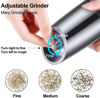 Picture of Gravity Electric Pepper Grinder, Salt and Pepper Mill & Adjustable Coarseness, Battery Powered with LED Light, One Hand Automatic Operation, Stainless Steel (Set/Silver)