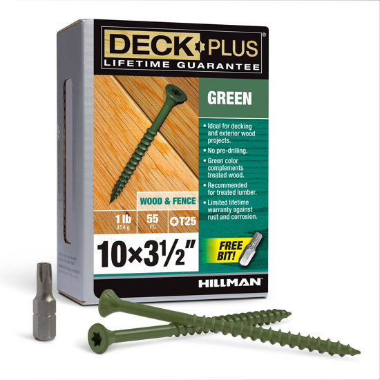 Picture of Deck Plus 48407 Wood Screws #10 x 3-1/2", Green, 1lb Box