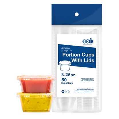 EDI Clear Plastic Disposable Portion Cups/Souffle Cup with Lids (4 oz, 100)  