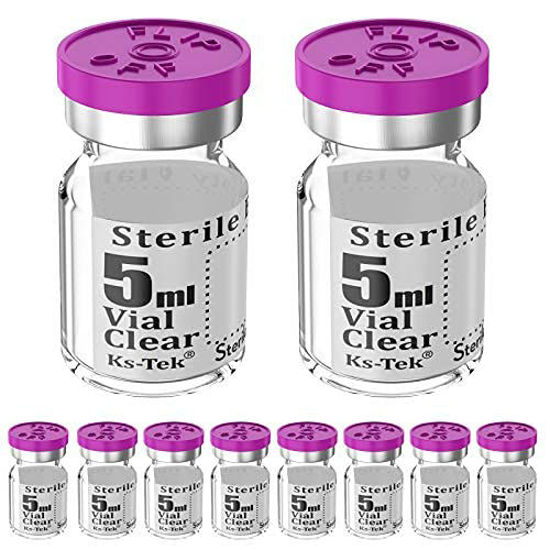 Picture of Ks-Tek Sterile Empty Vials with Self Healing Injection Port,with Flip Off Aluminum Cap,Sterile Package (5ml,10)