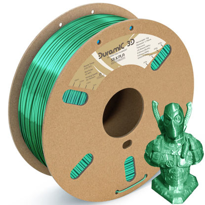 Picture of Duramic 3D Shiny Silk PLA Filament 1.75mm Green, Shiny Green PLA Filament Dimensional Accuracy +/- 0.05 mm 1kg Spool(2.2 lbs)