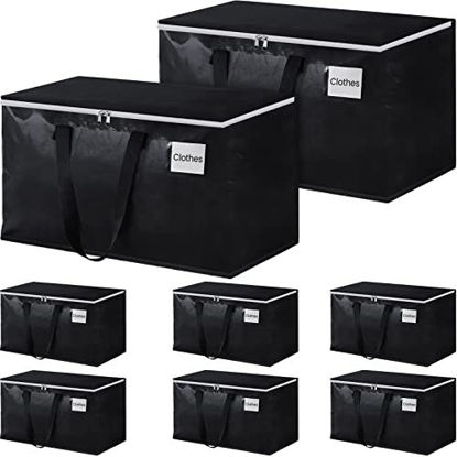 Picture of StorageRight Heavy Duty Moving Boxes-Moving Bags with Zipper, Reinforced Handles and Tag Pocket-Collapsible Moving Supplies-Totes for Storage Great for Moving, Storage and Travel 93L(Black-8 Pack)