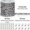 Picture of Jishi 16ft Figaro Chain Roll 6mm Silver Stainless Steel Necklace Chain for Jewelry Making,DIY Mens&Womens Necklace Bracelet Crafts Supplies Findings,Metal Figaro Link Chain w/Lobster Clasps,Jump Rings