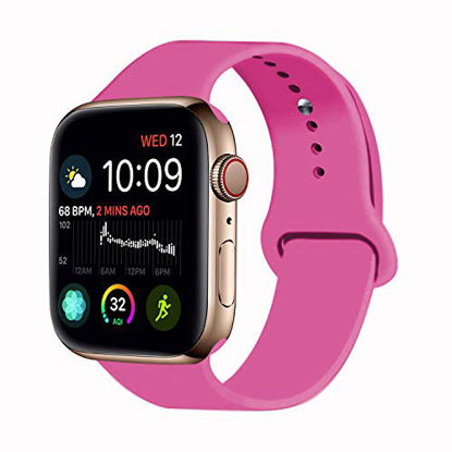 Picture of VATI Sport Band Compatible for Watch Band 38mm 40mm, Soft Silicone Sport Strap Replacement Bands Compatible with Watch Series 5/4/3/2/1, 38MM 40MM M/L (New Pink)