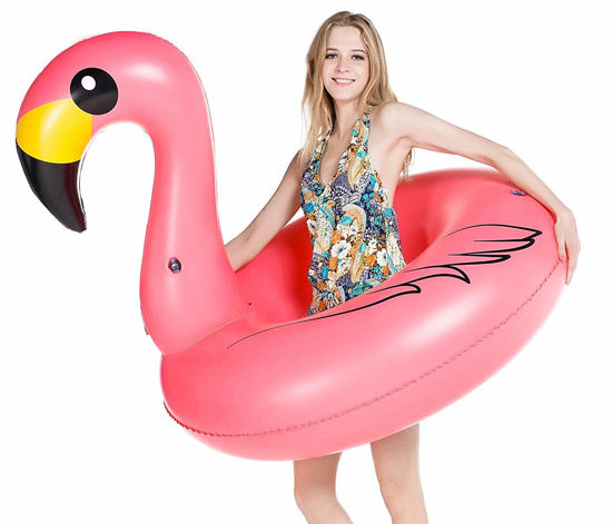 Picture of Jasonwell Giant Inflatable Flamingo Pool Floats Party Float Tube with Fast Valves Summer Beach Swimming Pool Lounge Raft Decorations Toys for Adults & Kids