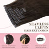 Picture of GOO GOO Seamless Clip In Hair Extensions Remy Real Human Hair Extension with Invisible PU Skin Weft 18inch Light Brown Natural & Thick & Straight Hair Extensions for Women