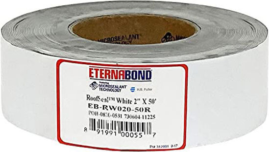 Picture of EternaBond RoofSeal White 2" x50' MicroSealant UV Stable RV Roof Seal Repair Tape | 35 mil Total Thickness - EB-RW020-50R - One-Step Durable, Waterproof and Airtight Sealant