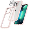 Picture of TAURI 5 in 1 Designed for iPhone 13 Pro Max Case with 2 Tempered Glass Screen Protector + 2 Camera Lens Protector Shockproof Slim Cover Military Grade Drop Protection - Pink