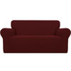 Picture of Easy-Going Stretch Loveseat Slipcover 1-Piece Sofa Cover Furniture Protector Couch Soft with Elastic Bottom for Kids Polyester Spandex Jacquard Fabric Small Checks (Loveseat, Wine)