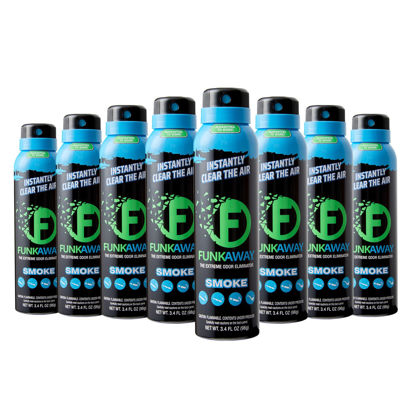 Picture of FunkAway Smoke Odor Eliminator Spray for Air, 3.4 oz, 8 Pack, Eliminates Extreme Cigarette, Cannabis, Cigar and Campfire Smoke Odors, Instantly Refresh Smoky Air