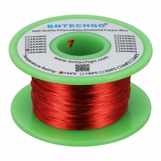 Picture of BNTECHGO 28 AWG Magnet Wire - Enameled Copper Wire - Enameled Magnet Winding Wire - 4 oz - 0.0122" Diameter 1 Spool Coil Red