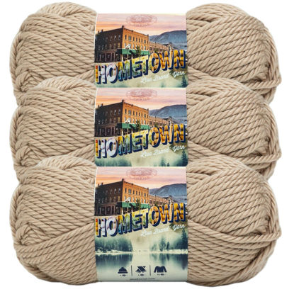 Picture of Lion Brand Yarn Hometown Yarn, Bulky Yarn, Yarn for Knitting and Crocheting, 3-Pack, Highland Park Beige