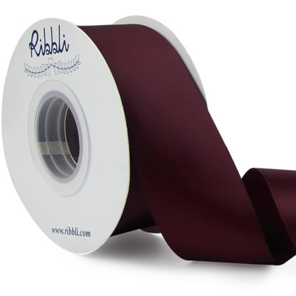 Picture of Ribbli Burgundy Double Faced Satin Ribbon,1-1/2” x Continuous 25 Yards,Use for Craft Bows Bouquet, Gift Wrapping, Wedding Decoration, Floral Arrangement