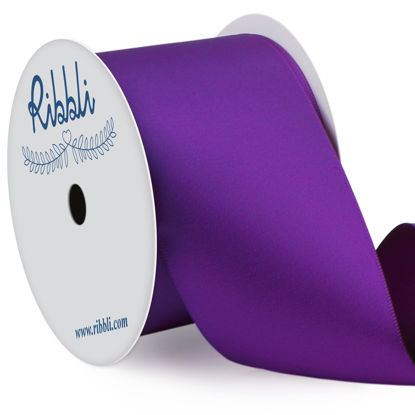 Picture of Ribbli Purple Satin Ribbon 2 Inch x Continuous 10 Yards, Double Faced Satin Ribbon Use for Bows Bouquet,Gift Wrapping,Floral Arrangement,Wedding Decoration