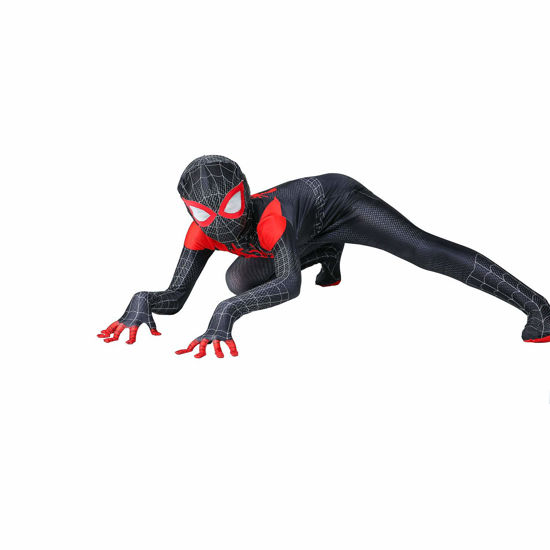 Picture of lkjhgf Kids Superhero Suits Halloween Cosplay Costumes 3D Style (Miles Morales, X-Large)