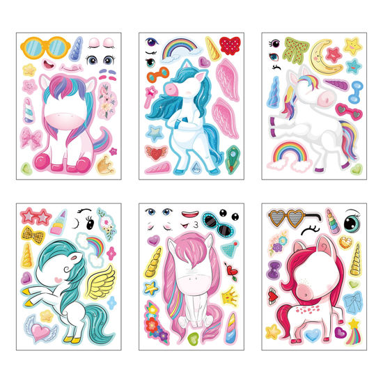 GetUSCart- 24 Sheets 8.27''×5.9'' Make Your Own Unicorn Stickers for Kids  Toddlers, Make a Face Stickers for Kids Party Favors Activities