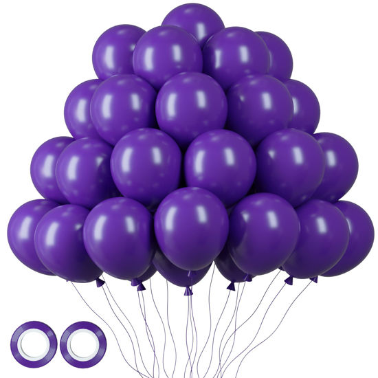 Picture of Voircoloria 105pcs Dark Purple Balloons 12inch Party Latex Balloons for Birthday Baby Shower Halloween Wedding Valentine's Day Party Bachelorette Decorations