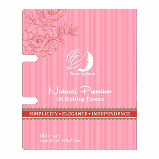 Picture of PleasingCare Oil Blotting Paper Sheets, 100 Counts, Natural Rose Facial Oil Absorbing Face Blotting Sheets - Take Only 1 Piece Each Time Design - No Waste and Easy to Carry in Pocket (Rosy - 1 Pack)