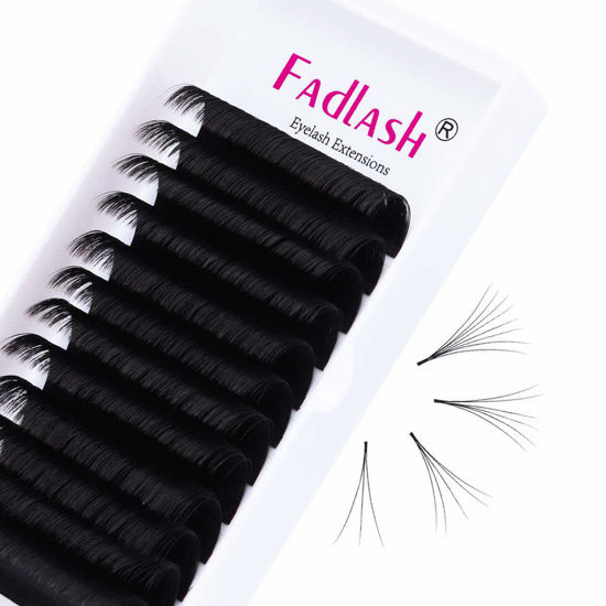 Picture of Lash Extension Supplies 0.03mm FADLASH Mega Volume Eyelash Extensions D Curl 16mm Self Fanning Lashes 5D 7D 10D Easy Fan Volume Lashes (0.03-D, 16mm)