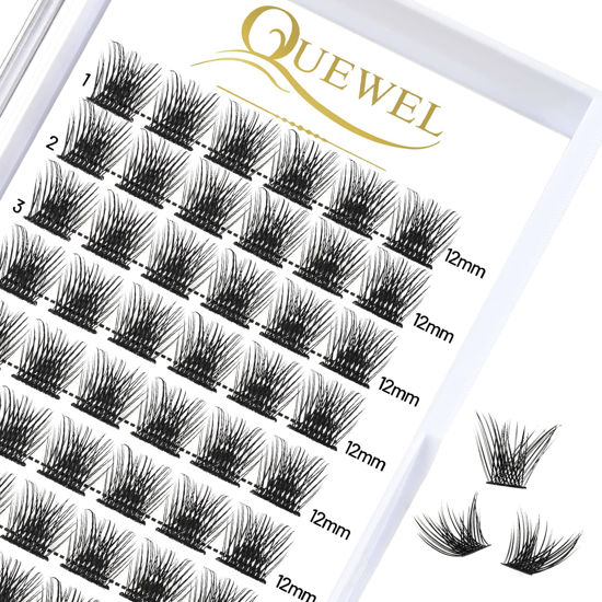 Picture of Lash Clusters 72 Pcs Wide Stem Individual Lashes C/D Curl 8-16mm Length DIY Eyelash Extension False Eyelashes Soft for Personal Makeup Use at Home (Fluffy-C-12)