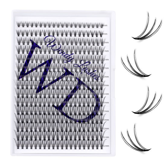 Picture of Lash Clusters Lashes Individual 300PCS C/D Curl Eyelash Extensions 0.07mm Thickness Individual Lashes Fluffy and Soft Volume Lashes Matt Dark Lashes Extension 8-16mm Mixed Length Beginner Use Lashify Lashes(300PCS-20D-0.07CC,8-16mm Mixed Tray)