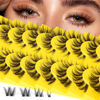 Picture of Cluster Lashes D Curl False Eyelashes Natural Clear Band Individual Lashes Cat Eye Wispy Lash Extensions DIY Eyelashes Pack