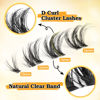 Picture of Cluster Lashes D Curl False Eyelashes Natural Clear Band Individual Lashes Cat Eye Wispy Lash Extensions DIY Eyelashes Pack