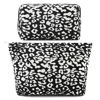 Picture of SOIDRAM 2 Pieces Makeup Bag Large Checkered Cosmetic Bag Leopard Print Capacity Canvas Travel Toiletry Bag Organizer Cute Makeup Brushes Aesthetic Accessories Storage Bag for Women