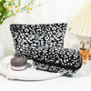 Picture of SOIDRAM 2 Pieces Makeup Bag Large Checkered Cosmetic Bag Leopard Print Capacity Canvas Travel Toiletry Bag Organizer Cute Makeup Brushes Aesthetic Accessories Storage Bag for Women