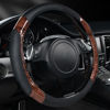 Picture of CAR PASS Wood Grain Microfiber 15.5-16 Inch Leather Sporty Steering Wheel Cover Universal Fits for 95% Truck,SUV,Pickup, Anti-Slip Safety Comfortable Desgin (Black Wood Grain)