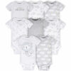 Picture of Gerber Baby 8-Pack Short Sleeve Onesies Bodysuits, Sheep Grey, 3-6 Months