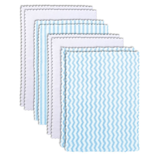 Picture of BAMBOO QUEEN 8 Pack Super Soft Baby Burp Cloths, Ultra Absorbent Large Newborn Burping Cloth, Milk Spit Up Rags, Aquamarine and White, 16 x 12 Inch