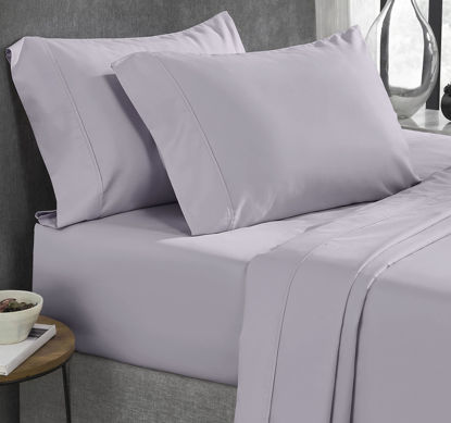 Picture of California Design Den 400 Thread Count 100% Cotton Sheets, King Size Sheet Set, 4 Pc Luxury Sheets & Pillowcases, Breathable Bedding for King Bed, Sateen King Bed Sheets, Deep Pockets (Lavender Gray)