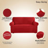 Picture of Easy-Going Stretch Loveseat Slipcover 1-Piece Sofa Cover Furniture Protector Couch Soft with Elastic Bottom for Kids Polyester Spandex Jacquard Fabric Small Checks (Loveseat, Christmas Red)