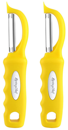 Picture of Spring Chef Premium Swivel Vegetable Peeler, Soft Grip Handle and Ultra Sharp Stainless Steel Blades - Perfect Kitchen Peeler For Veggie, Fruit, Potato, Carrot, Apple- Yellow -Set of 2