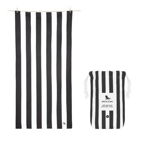 Picture of Dock & Bay Beach Towel - Quick Dry, Sand Free - Compact, Lightweight - 100% Recycled - Includes Bag - Cabana - Kamari Charcoal - Large (160x90cm, 63x35)