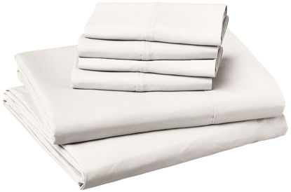 Picture of Amazon Basics Lightweight Super Soft Easy Care Microfiber Bed Sheet Set with Four Pillowcases - King, Light Gray